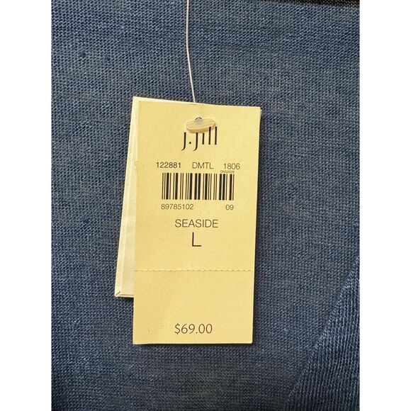 NWT J. JILL Love Linen 100% Linen V-Neck Cardigan Seaside Blue, Sz L - Picture 7 of 10